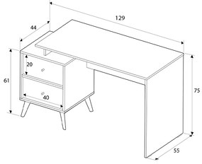 Γραφείο εργασίας Terra Megapap χρώμα florida oak 129x55x75εκ.