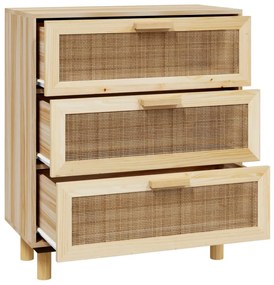 vidaXL Ντουλάπι Καφέ 60 x 30 x 70 εκ. από Μασίφ Πεύκο &amp; Φυσικό Ρατάν