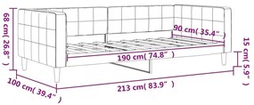 Καναπές Κρεβάτι Ανοιχτό Γκρι 90 x 190 εκ. Βελούδινος - Γκρι