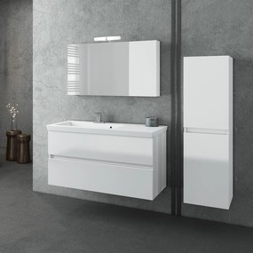 Drop Luxus 100 White Gloss  MDF - Πάγκος με Νιπτήρα &amp; Καθρέπτη