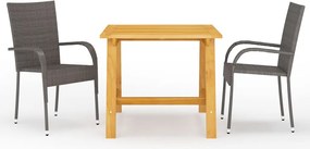 vidaXL Σετ Τραπεζαρίας Κήπου 3 Τεμαχίων Καφέ