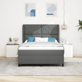 vidaXL κρεβάτι Box Spring με Στρώμα - Σκούρο Γκρι, 140x190 εκ., Υφάσμα