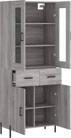 vidaXL Ντουλάπι Γκρι Sonoma 69,5 x 34 x 180 εκ. Επεξεργασμένο Ξύλο