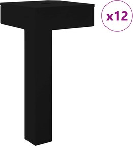 vidaXL Στηρίγματα 12 τεμ. Μαύρο 57 x 57 x 100 mm Σίδερο
