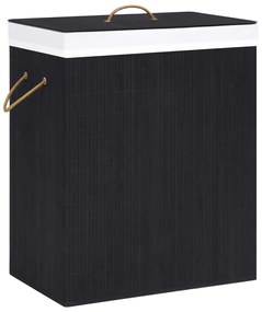 vidaXL Καλάθι Άπλυτων με 1 Τμήμα Μαύρο 83 Λίτρα από Μπαμπού