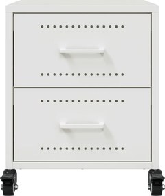 vidaXL Κομοδίνο Λευκό 36x39x43,5 εκ. από Χάλυβα