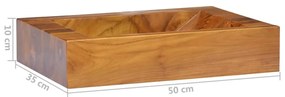 Νιπτήρας 50 x 35 x 10 εκ. από Μασίφ Ξύλο Teak - Καφέ