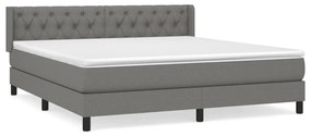 vidaXL Κρεβάτι Boxspring με Στρώμα Σκούρο Γκρι 160x200 εκ Υφασμάτινο