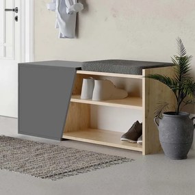 Megapap Παπουτσοθήκη Fiona Ανθρακί - Φυσικό Οξιάς 104x37x47εκ.