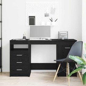 vidaXL Γραφείο με ράφι Μαύρη δρυς 140 x 50 x 76 εκ. Επεξεργασμένο ξύλο