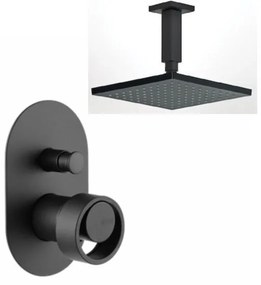 Almar Black Matt Κεφαλή Ντους 30εκ. Με Μπράτσο Οροφής& Μικτ.εντοιχ.με Εκτροπεα Halo Vicario