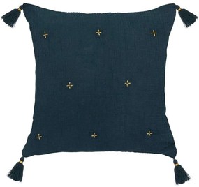 Μαξιλάρι Διακοσμητικό (Με Γέμιση) 07.196210F Blue-Gold 40Χ40 Cotton,Polycotton