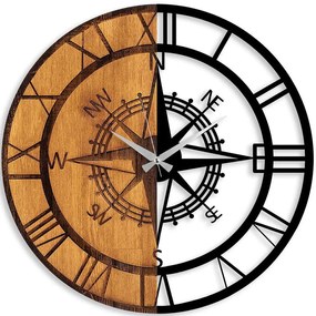 Ρολόι Τοίχου Clock Mechanism 539TNL1153 56x3x56cm Walnut-Black Wallity Metal,Wood
