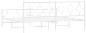 Πλαίσιο Κρεβατιού με Κεφαλάρι&amp;Ποδαρικό Λευκό 193x203εκ. Μέταλλο - Λευκό