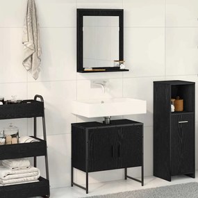 vidaXL Σετ Επίπλων Μπάνιου Επιτοίχιο 2 pcs Μαύρο Επεξεργασμένο ξύλο