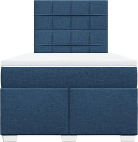 vidaXL Κρεβάτι Boxspring με Στρώμα Μπλε 120x200 εκ. Υφασμάτινο