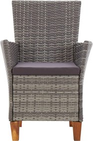 vidaXL Πολυθρόνες Εξωτερικού Χώρου 2 τεμ. Γκρι Συνθ.Ρατάν με Μαξιλάρια