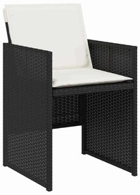 vidaXL Σέτ φαγητού για κήπο με μαξιλάρι 5 pcs Μαύρο Πολυ ράταν