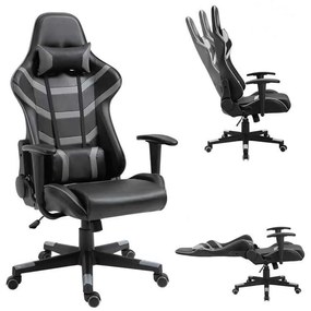 BF9050 Gaming Πολυθρόνα Γραφείου, Ανάκλιση Πλάτης έως 90°, Pu Μαύρο - Γκρι 67x69x124/134cm