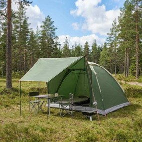 vidaXL Σκηνή Camping με στέγη Πράσινο 4 ατόμων Πολυεστέρας και Χάλυβας