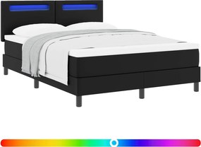 vidaXL Κρεβάτι με ελατήρια Μαύρο 140 x 190 cm Τεχνητό δέρμα