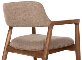 Πολυθρόνα JAMES Teak Wood με Ύφασμα Σαμπανί  57x52x76Υεκ. 57x52x76 εκ.