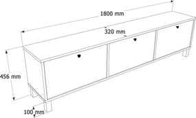 Έπιπλο Τηλεόρασης Λευκό / Δρυς ICLO 180x32x45.6