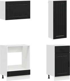 vidaXL Μονάδα κουζίνας LUCCA 8 pcs Μαύρο Επεξεργασμένο Ξύλο