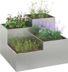 vidaXL Γλάστρα Κήπου Ασημί 80 x 80 x 60 εκ. Γαλβανισμένος χάλυβας