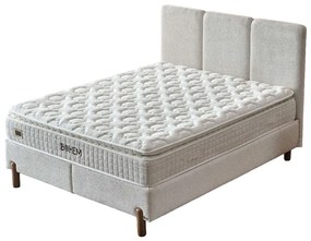 Επενδυμένο Κρεβάτι BOHEM Διπλό με Αποθηκευτικό χώρο και Ανατομικό Στρώμα Μπέζ 160x200εκ. 160x200x123 εκ.