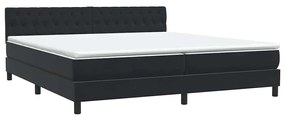 vidaXL Κρεβάτι Boxspring με Στρώμα Μαύρο 180x210 εκ. Βελούδινο