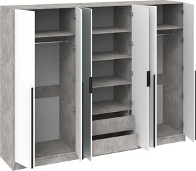 Εξάφυλλη Ντουλάπα SELORA Σκυρόλευκο 270x60x210