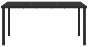 vidaXL Τραπέζι Κήπου Μαύρο 160x80x73 εκ. Θρυμματισμένο Γυαλί