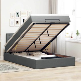vidaXL Οθωμανικό κρεβάτι με στρώμα & LEDs Σκούρο γκρι 120x200cm Ύφασμα
