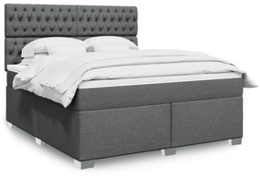 vidaXL Κρεβάτι Boxspring με Στρώμα Σκούρο Γκρι 180x200 εκ Υφασμάτιν