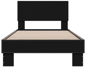 vidaXL Πλαίσιο Κρεβατιού Μαύρο 75 x 190 εκ. Επεξ. Ξύλο &amp; Μέταλλο