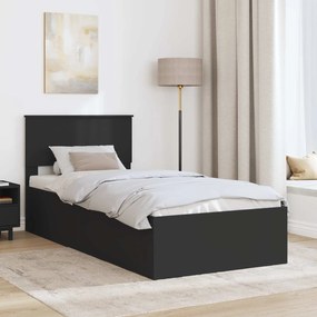 vidaXL Σκελετός Κρεβατιού Μαύρο 75 x 190 cm Επεξεργασμένο Ξύλο