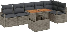 vidaXL Σετ Καναπέ Κήπου με αποθήκευση 7 pcs Γκρι Πολυ ράταν