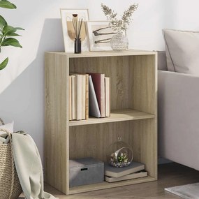vidaXL Βιβλιοθήκη με 2 Ράφια Sonoma Δρυς 60x30x76,5 εκ. Μοριοσανίδα