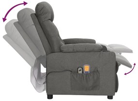 vidaXL Πολυθρόνα Μασάζ Ηλεκτρική Σκούρο Γκρι Υφασμάτινη