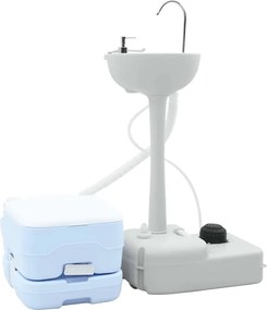vidaXL Σετ Τουαλέτας Κάμπινγκ 2 pcs Μπλε και άσπρο