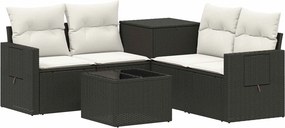 vidaXL Σετ Καναπέ 6 τμχ. Μαύρο και Κρεμ Λευκό 55 x 55 x 37 εκ