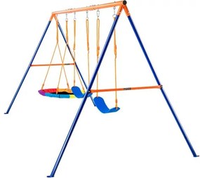 VEVOR Swing Sets for Backyard 1 Saucer 2 Belt Swing Seats A-Frame Metal Stand