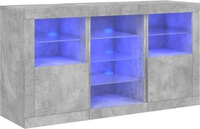 vidaXL Ντουλάπι με LED Γκρι Σκυροδέματος 123 x 37 x 67 εκ.