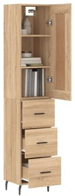 vidaXL Μπουφές Sonoma δρυς 34,5 x 34 x 180 εκ. από Επεξεργασμένο Ξύλο