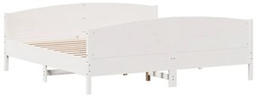 vidaXL Σκελετός Κρεβ. Χωρίς Στρώμα Λευκό 200x200 εκ Μασίφ Πεύκο