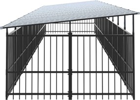 vidaXL Υπαίθριο Κλουβί Σκύλων με Οροφή από Χάλυβα 18,77 μ²