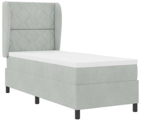 vidaXL κρεβάτι Box Spring με στρώμα  ανοιχτό γκρι 80x200 εκ. βελούδο