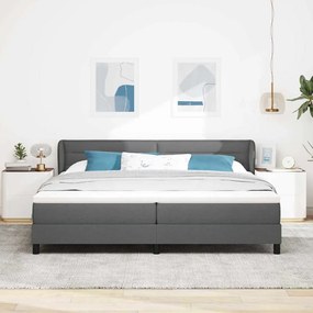 vidaXL Κρεβάτι box spring με στρώμα Σκούρο γκρι 200 x 200 cm ύφασμα