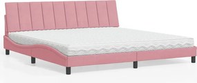 vidaXL Κρεβάτι με Στρώμα Hanko Ροζ 200x200 εκ. Βελούδινο